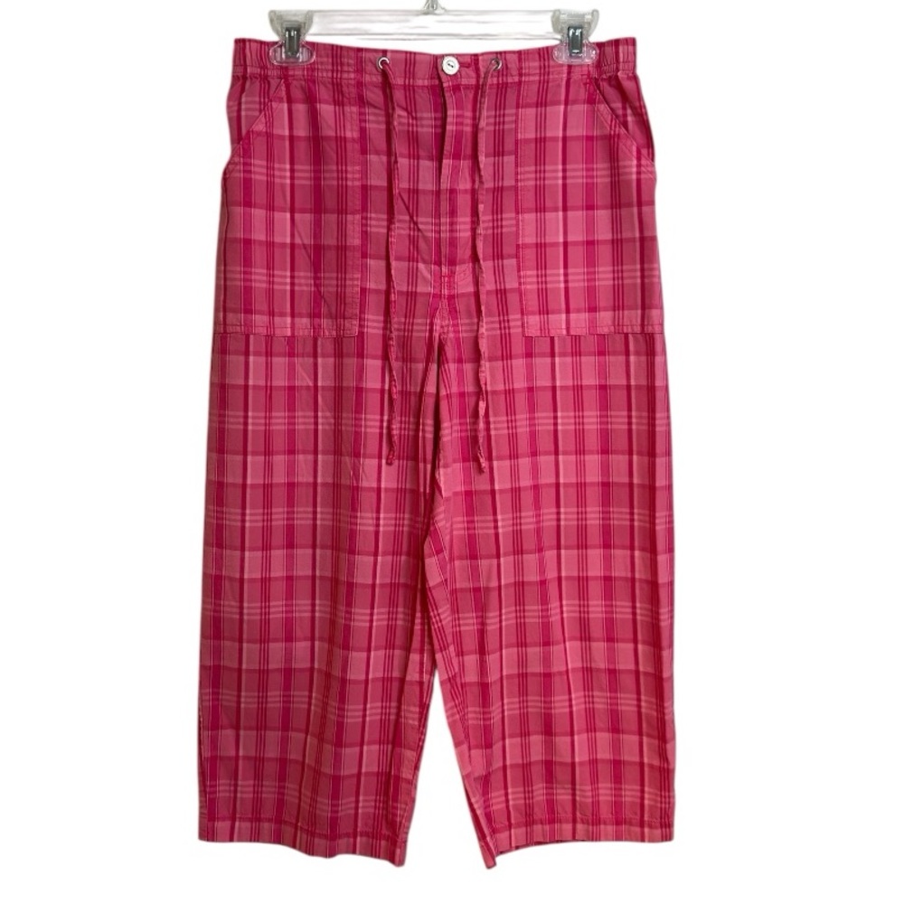 Gloria Vanderbilt Pink Plaid Capri Pants Lightweight Cotton Size 10P